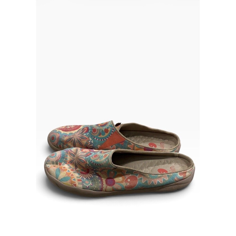 UIN Toledo Womens Slip-On Slippers Mule Geometric Blossom Multicolor US 10 EU 42